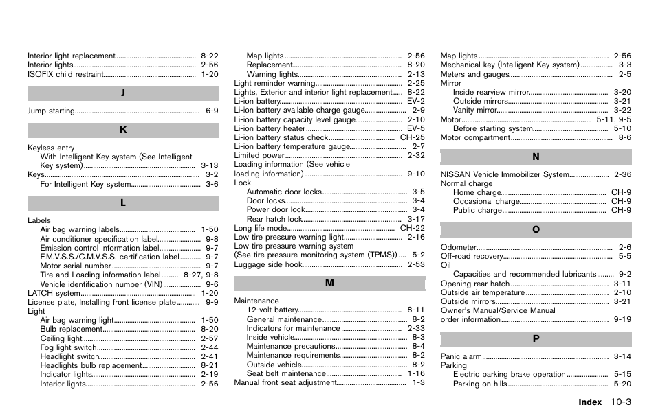 NISSAN 2012 LEAF - Owner's Manual User Manual | Page 346 / 354