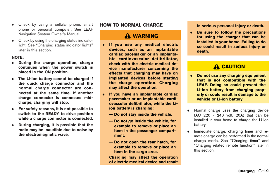 Warning, Caution | NISSAN 2012 LEAF - Owner's Manual User Manual | Page 62 / 354