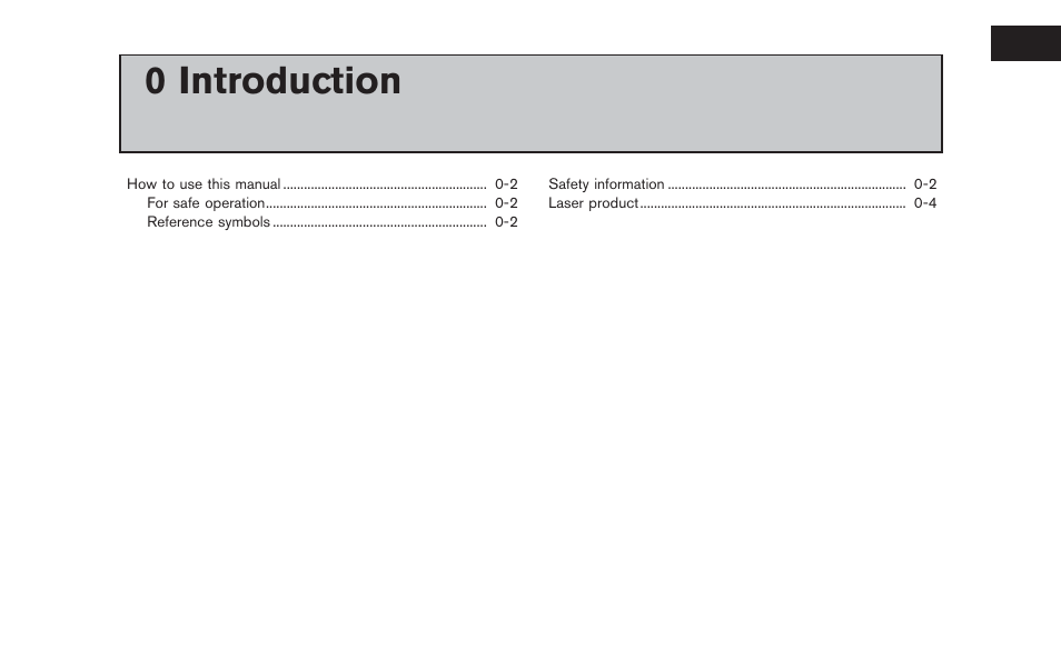 Introduction, 0 introduction | NISSAN 2012 LEAF - Navigation System Owner's Manual User Manual | Page 11 / 259