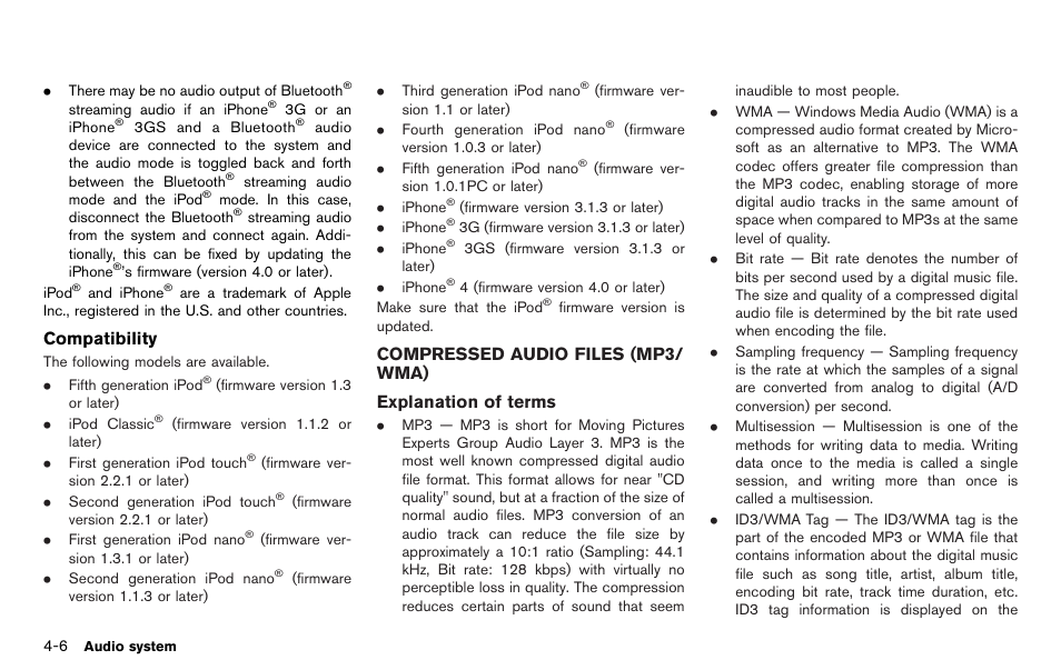 Compressed audio files (mp3/wma) -6 | NISSAN 2012 LEAF - Navigation System Owner's Manual User Manual | Page 136 / 259