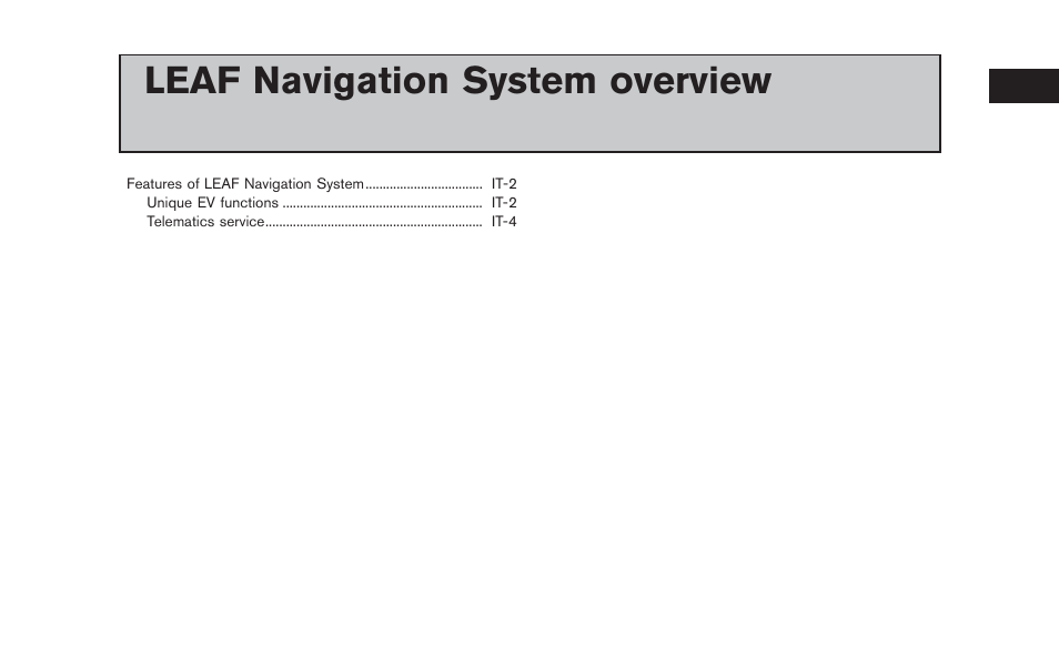 Leaf navigation system overview | NISSAN 2012 LEAF - Navigation System Owner's Manual User Manual | Page 15 / 259