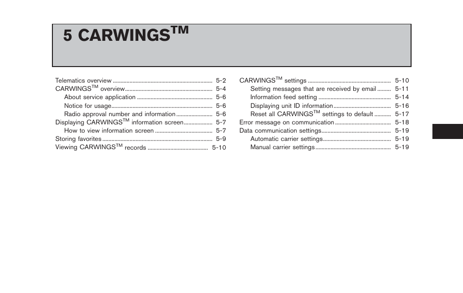 Carwings, 5 carwings | NISSAN 2012 LEAF - Navigation System Owner's Manual User Manual | Page 151 / 259