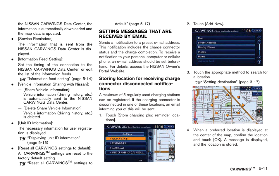 Setting messages that are received by email -11 | NISSAN 2012 LEAF - Navigation System Owner's Manual User Manual | Page 161 / 259