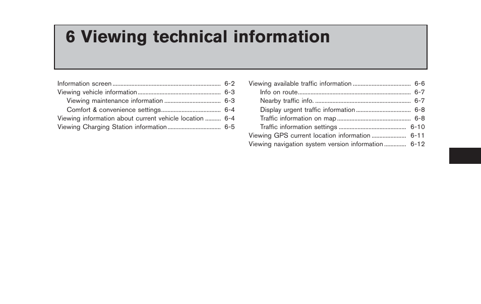 Viewing technical information, 6 viewing technical information | NISSAN 2012 LEAF - Navigation System Owner's Manual User Manual | Page 171 / 259