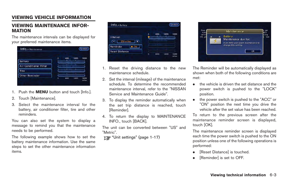 Viewing vehicle information -3, Viewing maintenance information -3 | NISSAN 2012 LEAF - Navigation System Owner's Manual User Manual | Page 173 / 259