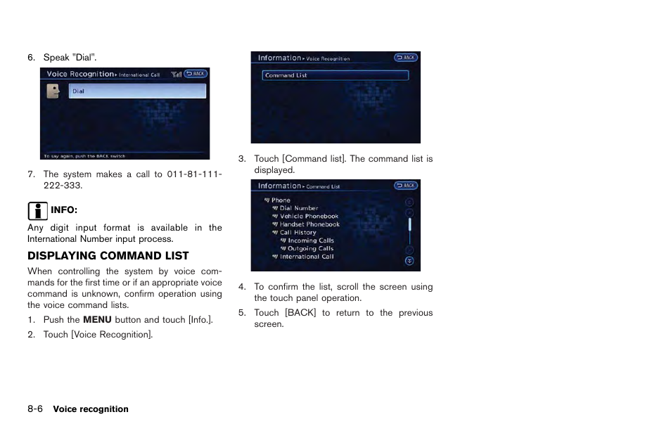 Displaying command list -6 | NISSAN 2012 LEAF - Navigation System Owner's Manual User Manual | Page 200 / 259