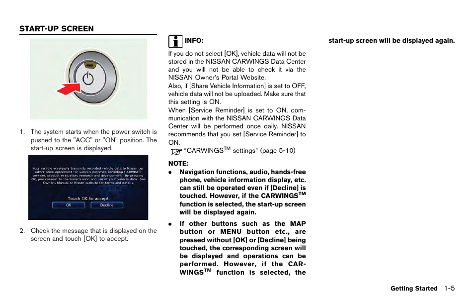 Start-up screen -5 | NISSAN 2012 LEAF - Navigation System Owner's Manual User Manual | Page 25 / 259
