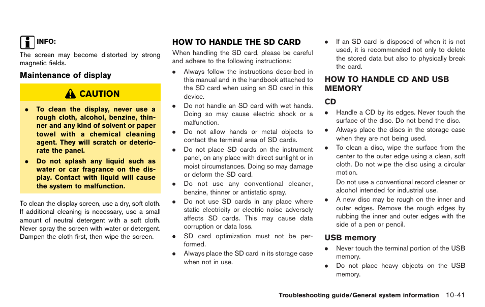 Caution | NISSAN 2012 LEAF - Navigation System Owner's Manual User Manual | Page 253 / 259