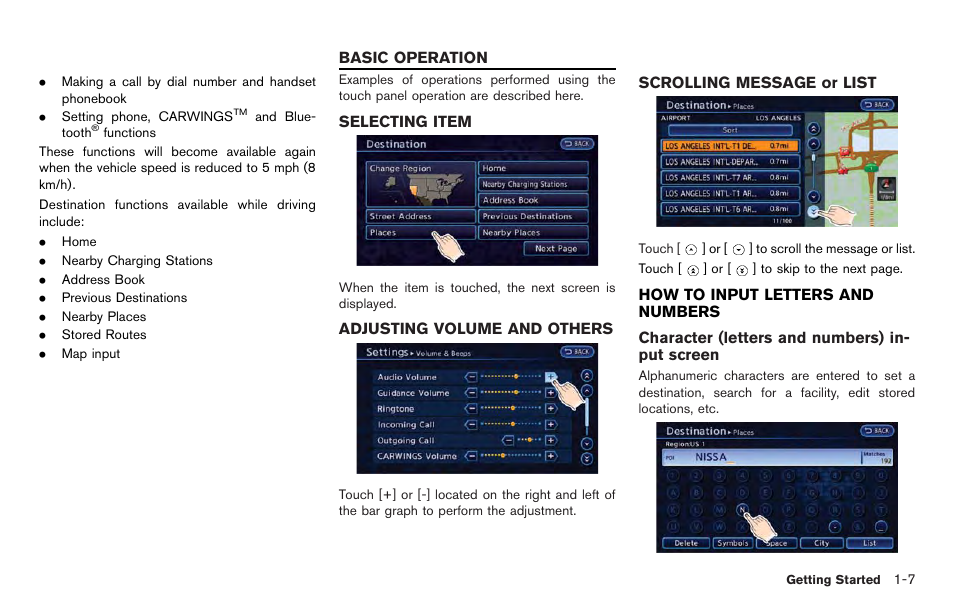 Basic operation -7 | NISSAN 2012 LEAF - Navigation System Owner's Manual User Manual | Page 27 / 259