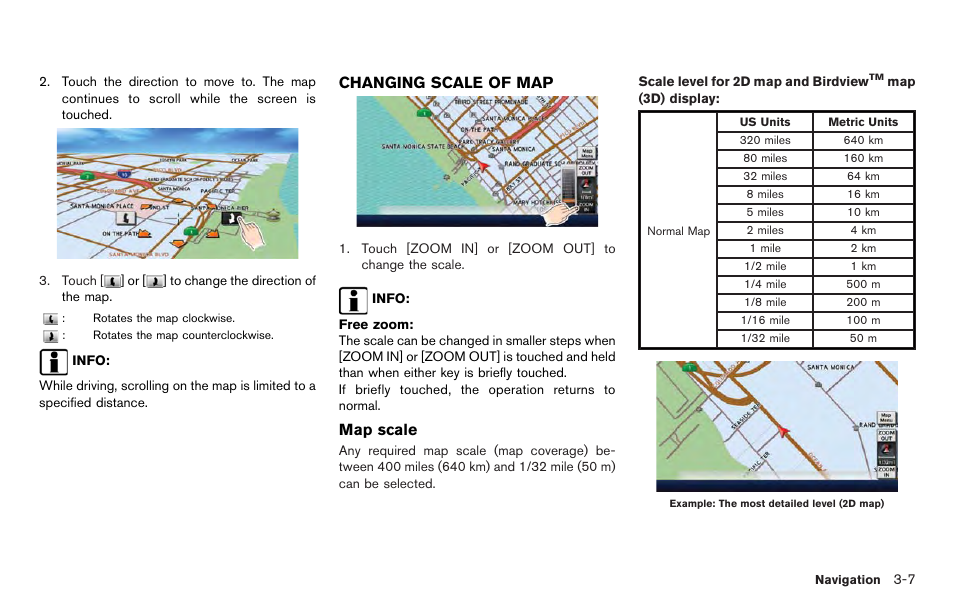 Changing scale of map -7 | NISSAN 2012 LEAF - Navigation System Owner's Manual User Manual | Page 63 / 259