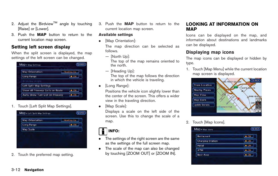 Looking at information on map -12 | NISSAN 2012 LEAF - Navigation System Owner's Manual User Manual | Page 68 / 259