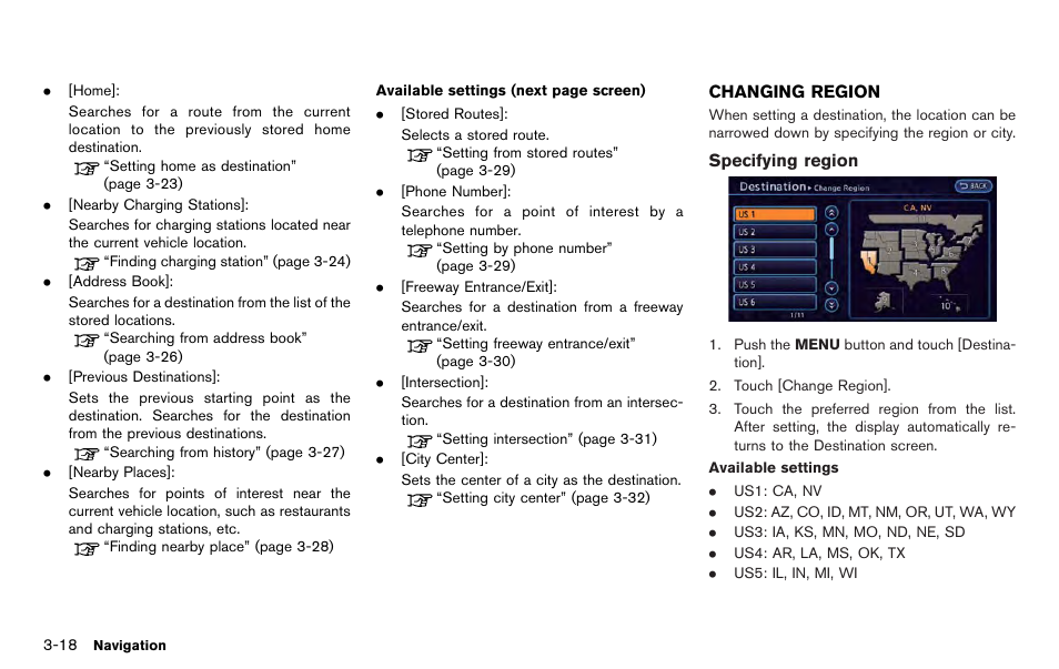 Changing region -18 | NISSAN 2012 LEAF - Navigation System Owner's Manual User Manual | Page 74 / 259