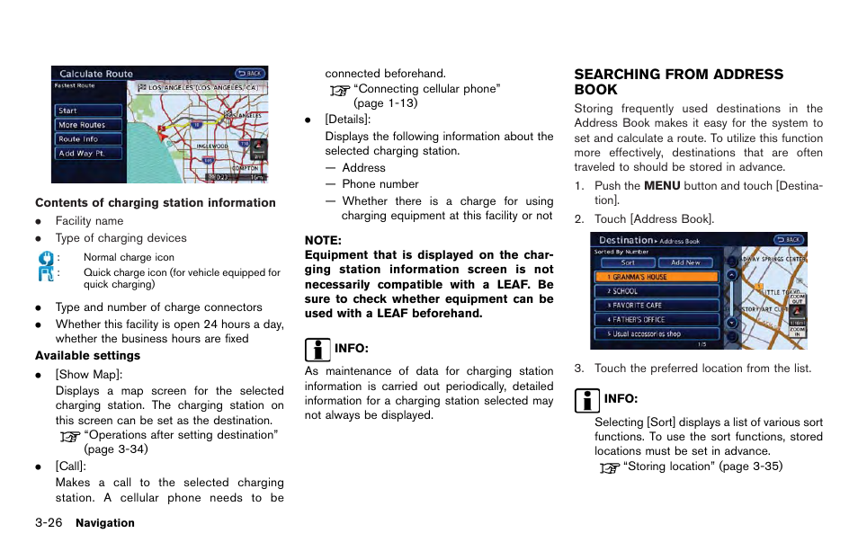 Searching from address book -26 | NISSAN 2012 LEAF - Navigation System Owner's Manual User Manual | Page 82 / 259