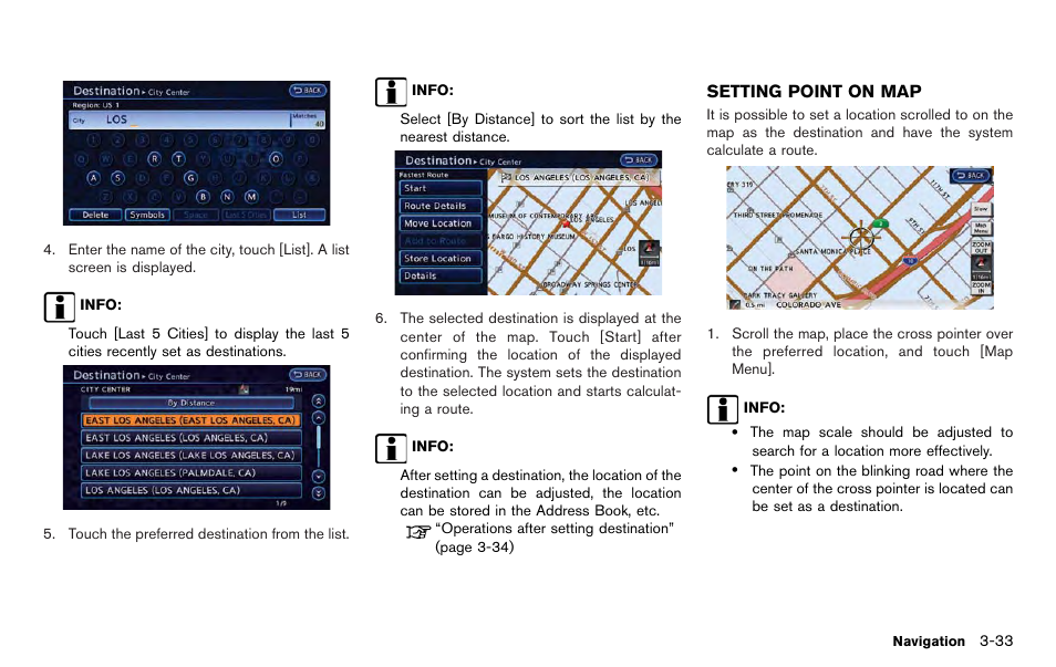 Setting point on map -33 | NISSAN 2012 LEAF - Navigation System Owner's Manual User Manual | Page 89 / 259