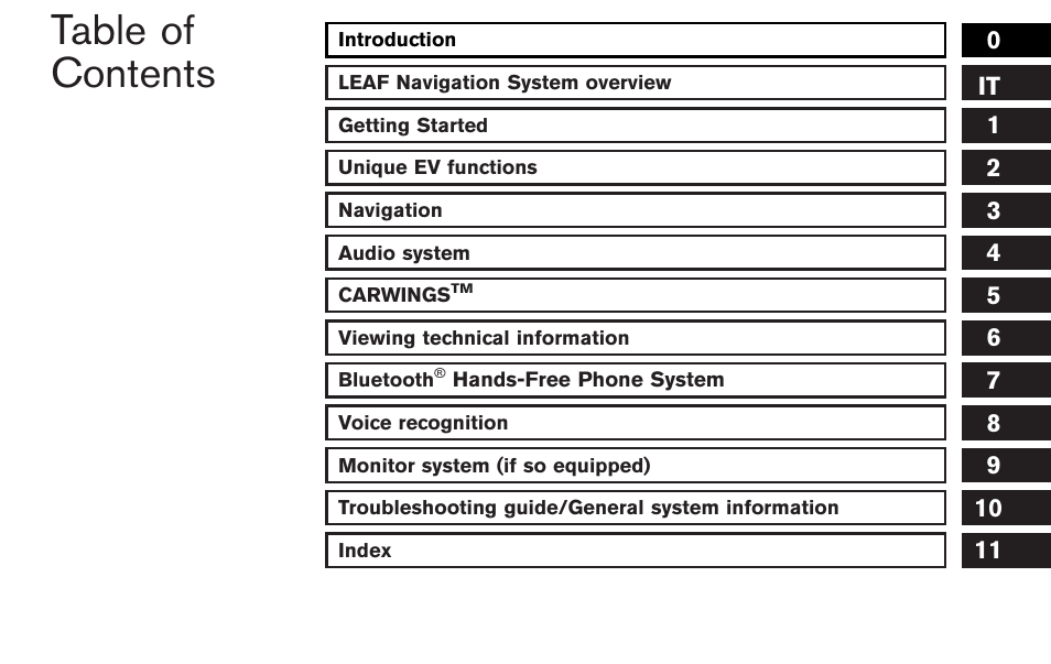 NISSAN 2012 LEAF - Navigation System Owner's Manual User Manual | Page 9 / 259