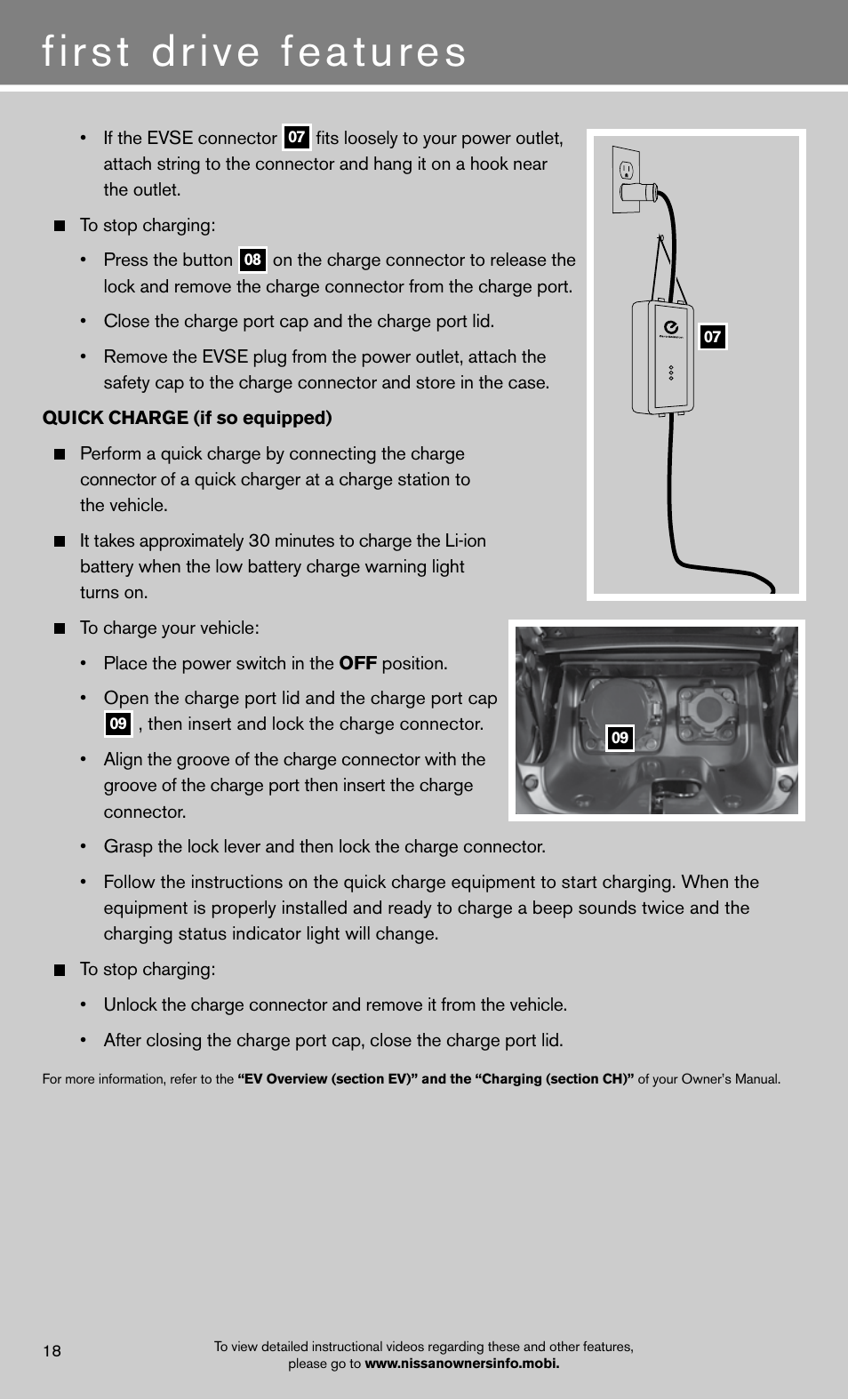First drive features | NISSAN 2012 LEAF - Quick Reference Guide User Manual | Page 20 / 24