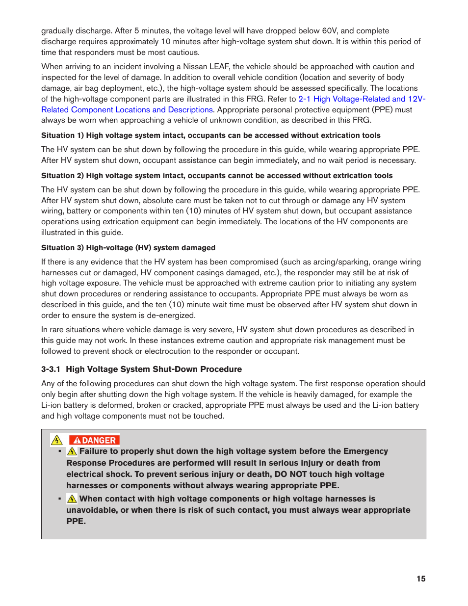 3.1 high voltage system shut-down procedure, 3.1. high voltage system shut-down procedure | NISSAN 2012 LEAF - First Responder's Guide User Manual | Page 15 / 35