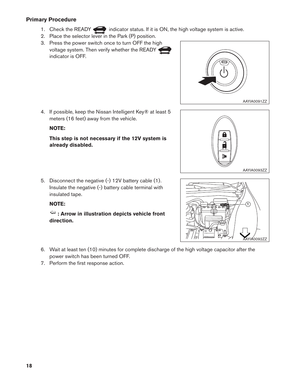 Primary procedure | NISSAN 2012 LEAF - First Responder's Guide User Manual | Page 18 / 35