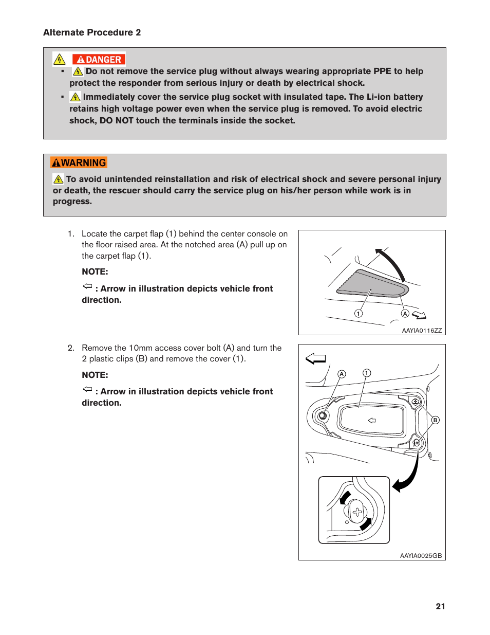 Alternate procedure 2 | NISSAN 2012 LEAF - First Responder's Guide User Manual | Page 21 / 35