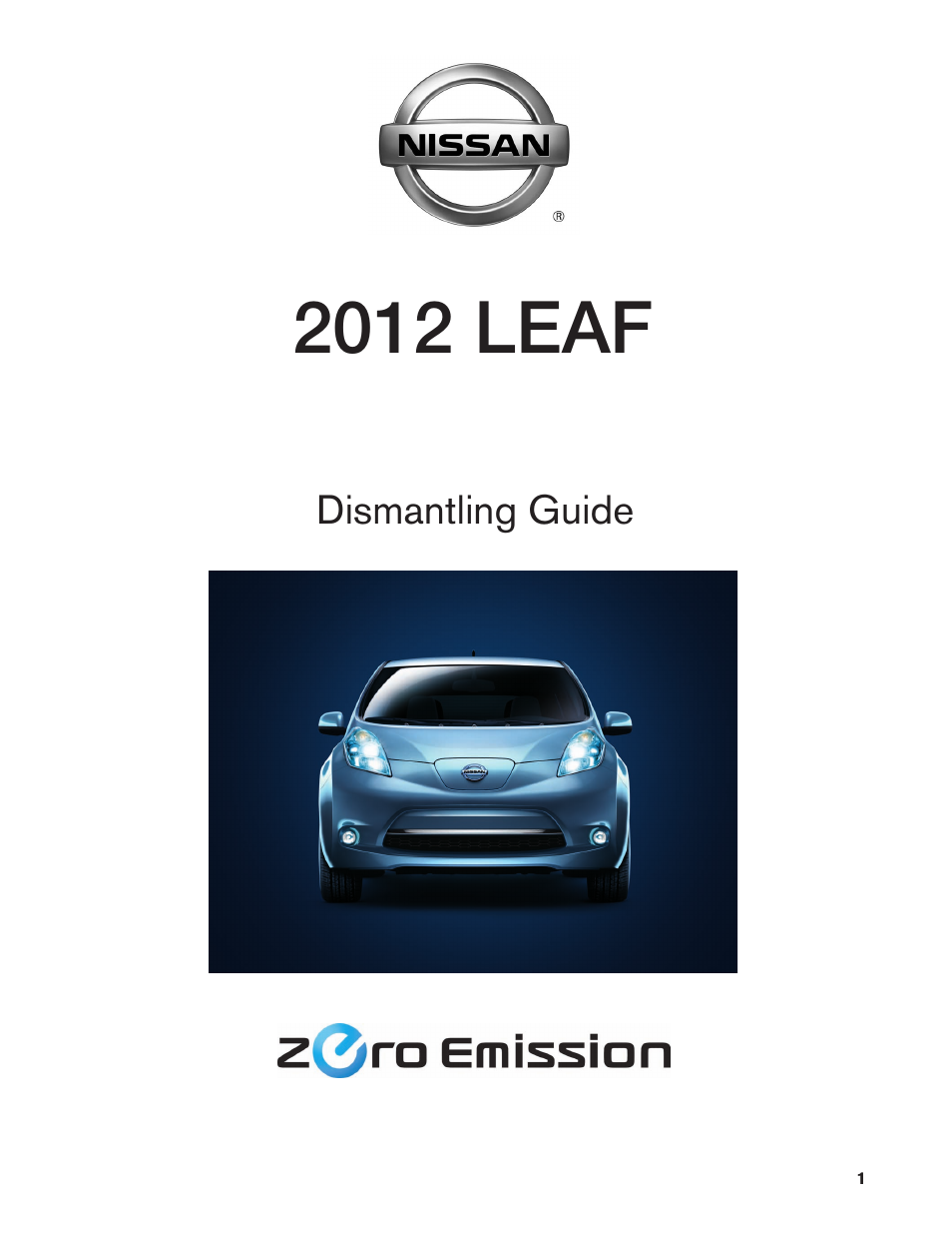 NISSAN 2012 LEAF - Dismantling Guide User Manual | 42 pages