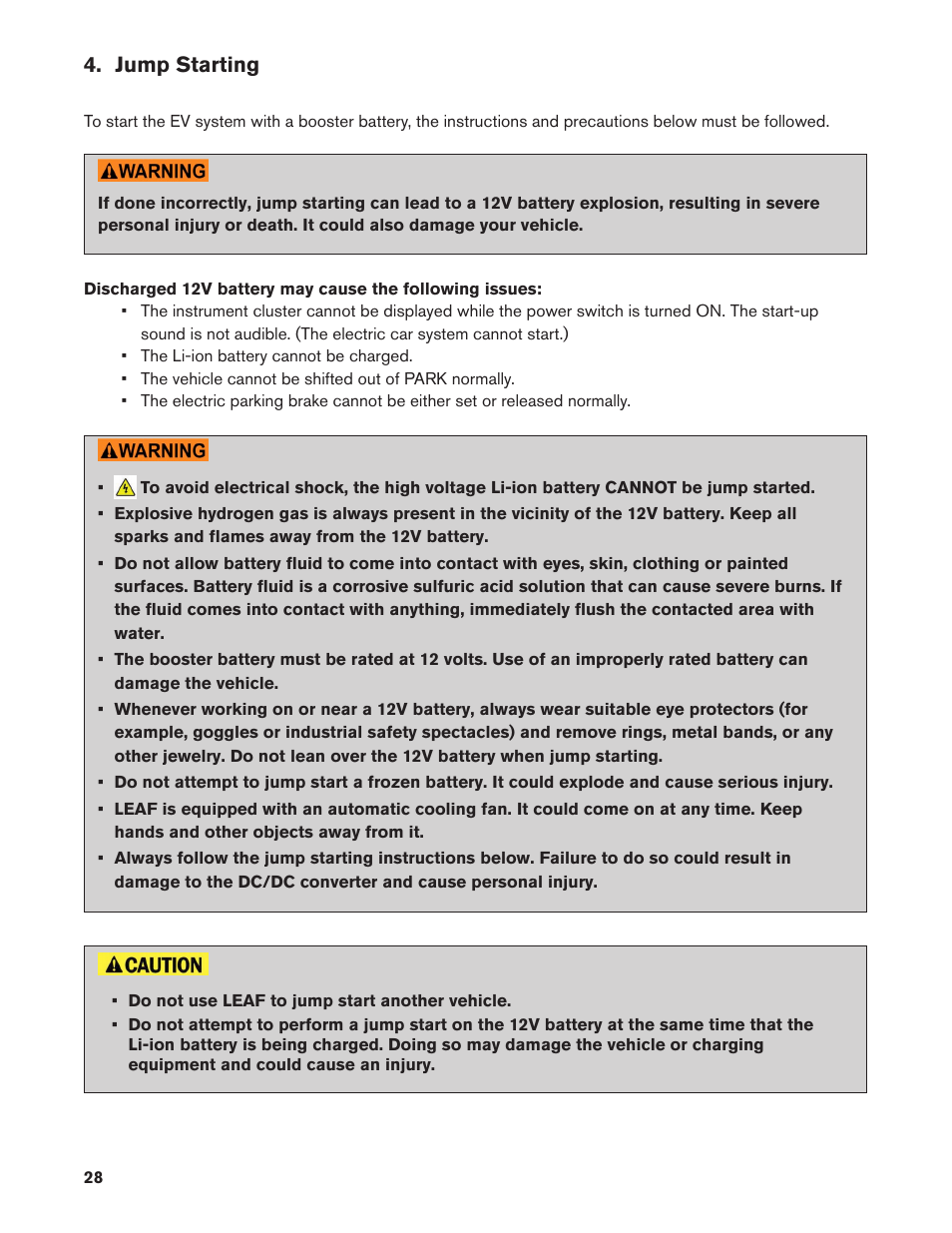 Jump starting | NISSAN 2012 LEAF - Dismantling Guide User Manual | Page 28 / 42