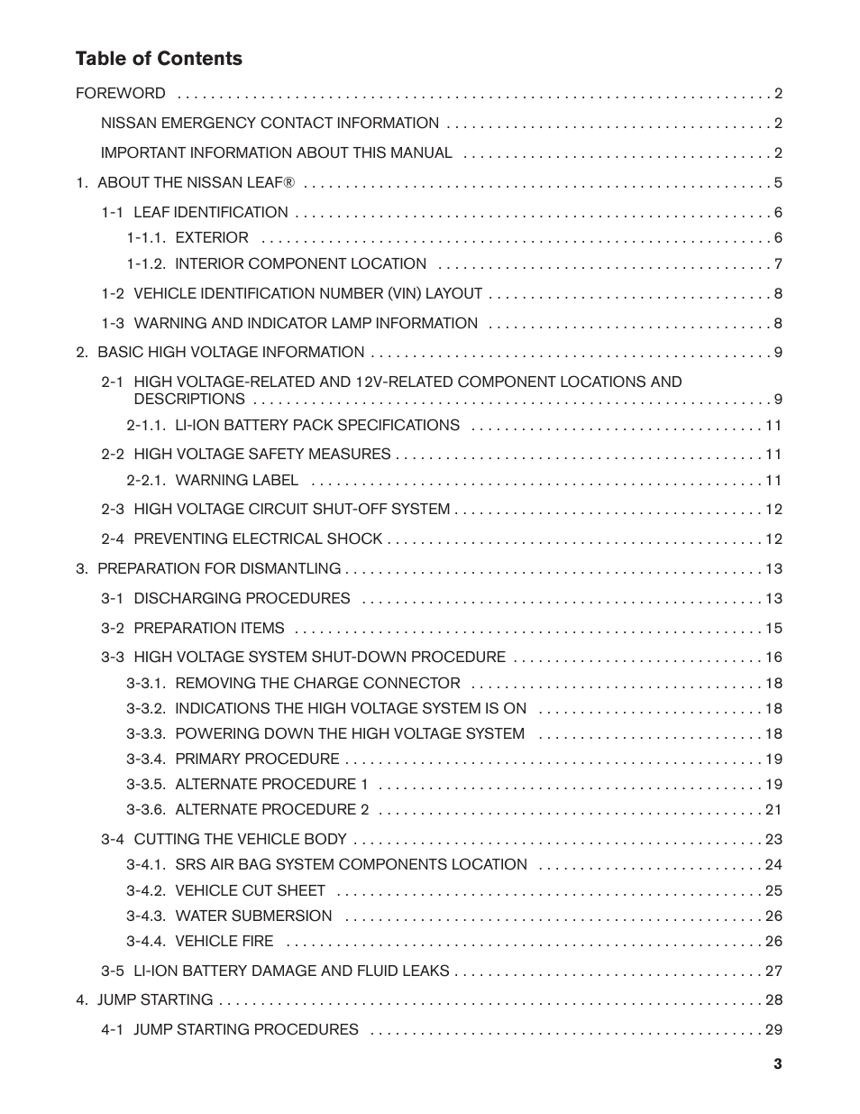 NISSAN 2012 LEAF - Dismantling Guide User Manual | Page 3 / 42