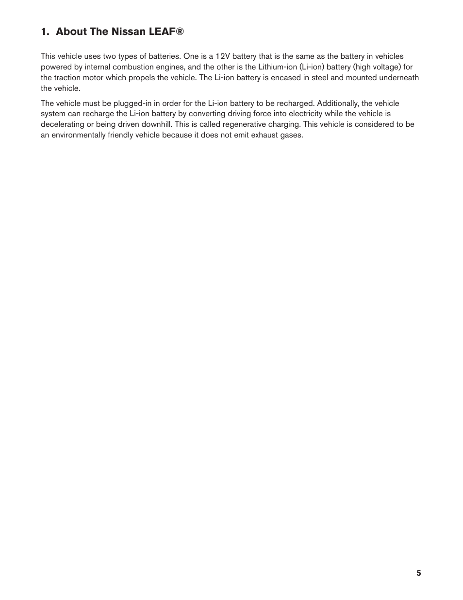 About the nissan leaf | NISSAN 2012 LEAF - Dismantling Guide User Manual | Page 5 / 42