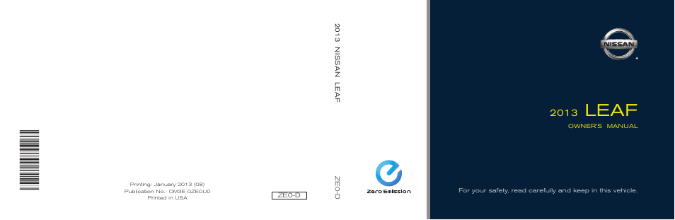 NISSAN 2013 LEAF - Owner's Manual User Manual | 402 pages