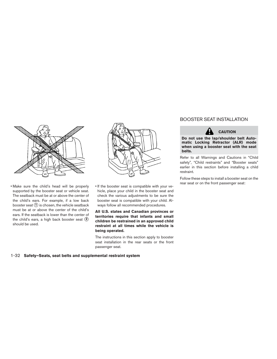 Booster seat installation -32 | NISSAN 2013 LEAF - Owner's Manual User Manual | Page 121 / 402