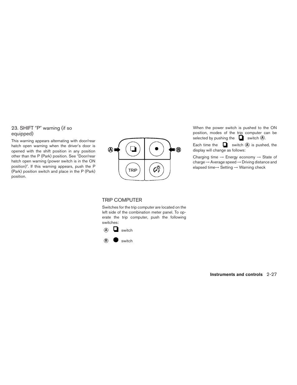 Trip computer -27 | NISSAN 2013 LEAF - Owner's Manual User Manual | Page 166 / 402