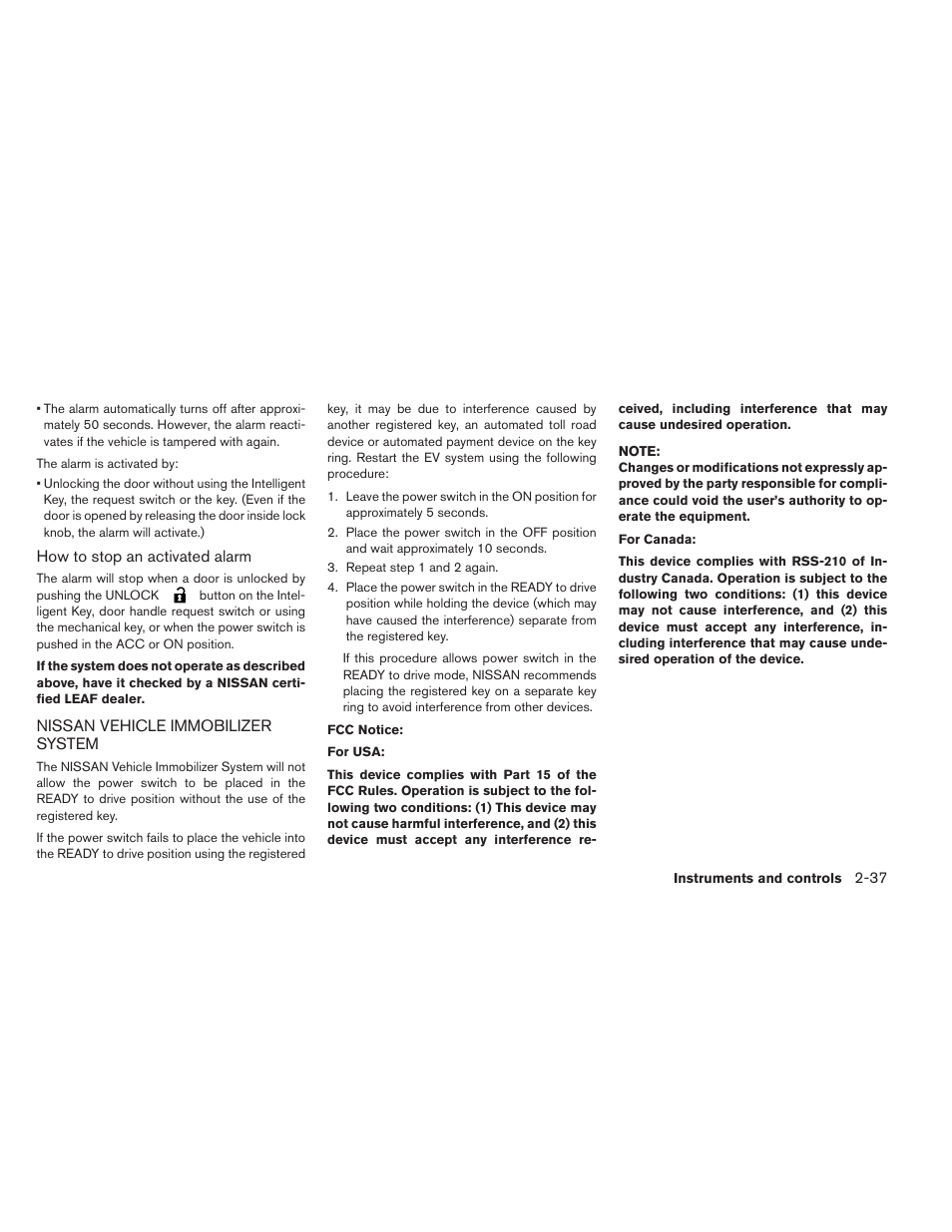 Nissan vehicle immobilizer system -37 | NISSAN 2013 LEAF - Owner's Manual User Manual | Page 176 / 402