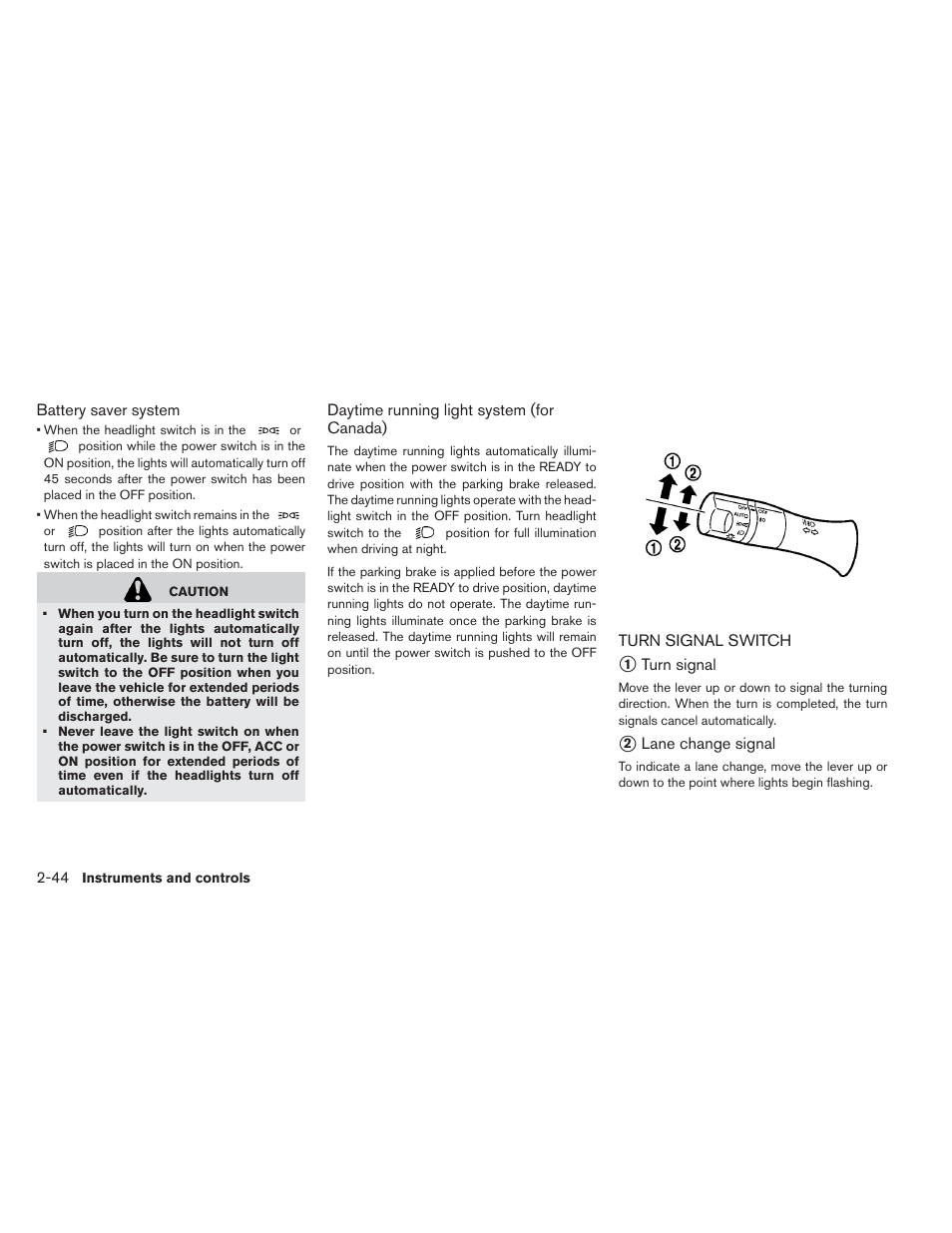 Turn signal switch -44 | NISSAN 2013 LEAF - Owner's Manual User Manual | Page 183 / 402