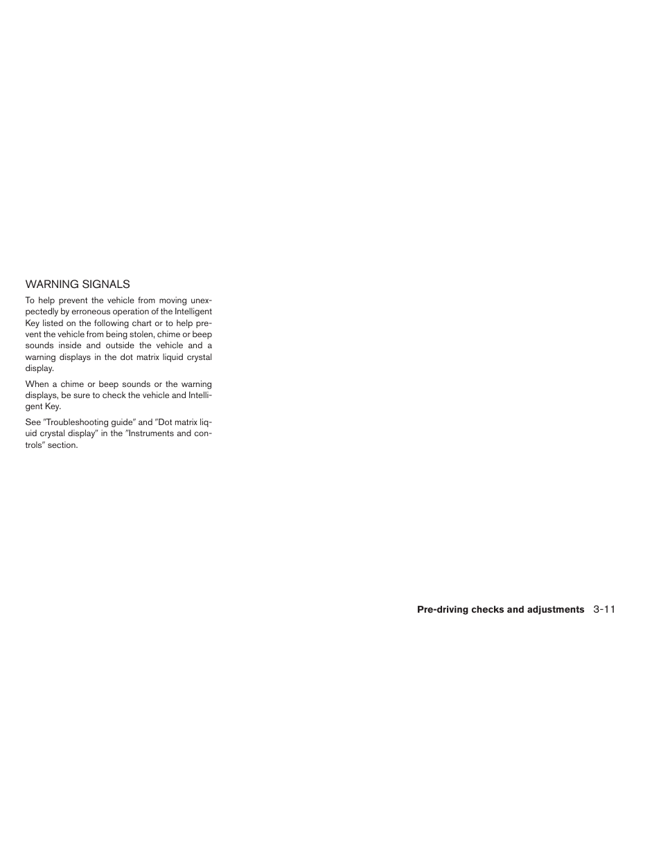 Warning signals -11 | NISSAN 2013 LEAF - Owner's Manual User Manual | Page 212 / 402