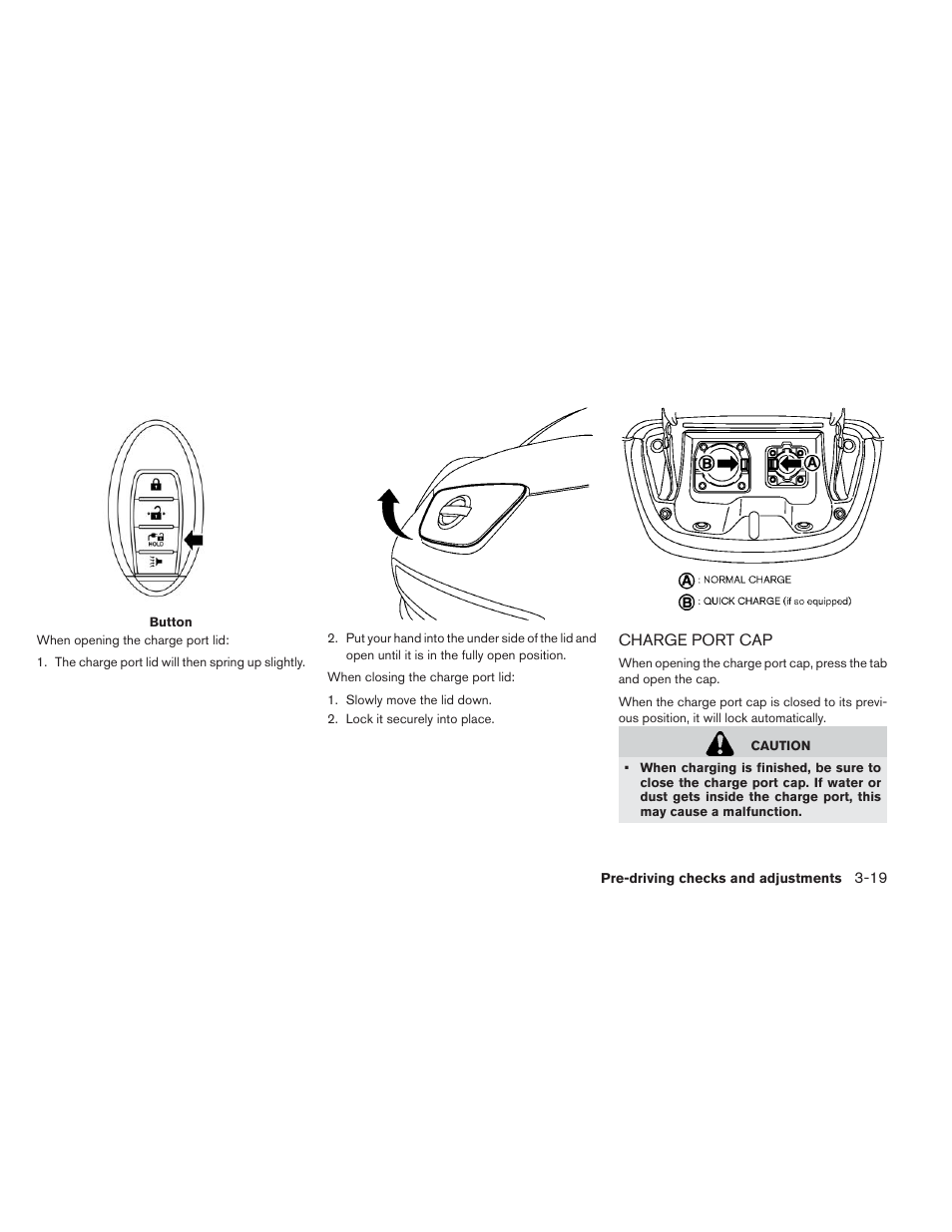 Charge port cap -19 | NISSAN 2013 LEAF - Owner's Manual User Manual | Page 220 / 402