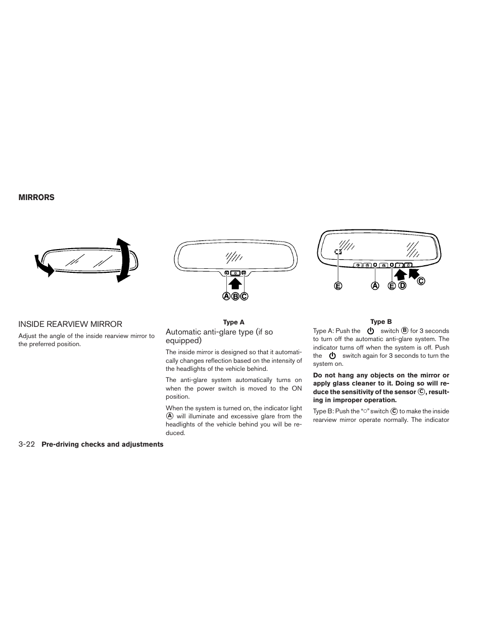 Mirrors -22, Inside rearview mirror -22 | NISSAN 2013 LEAF - Owner's Manual User Manual | Page 223 / 402