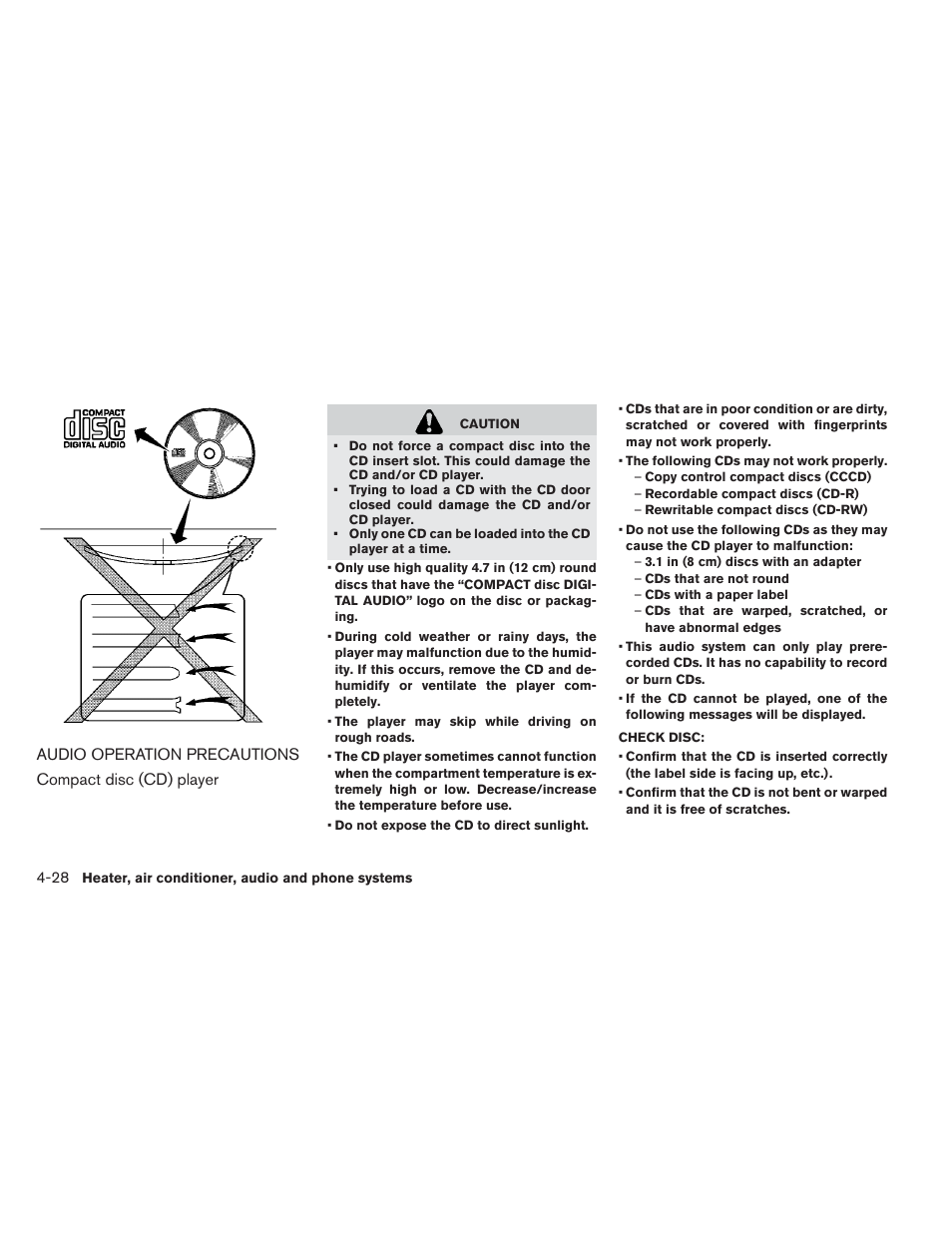 Audio operation precautions -28 | NISSAN 2013 LEAF - Owner's Manual User Manual | Page 253 / 402