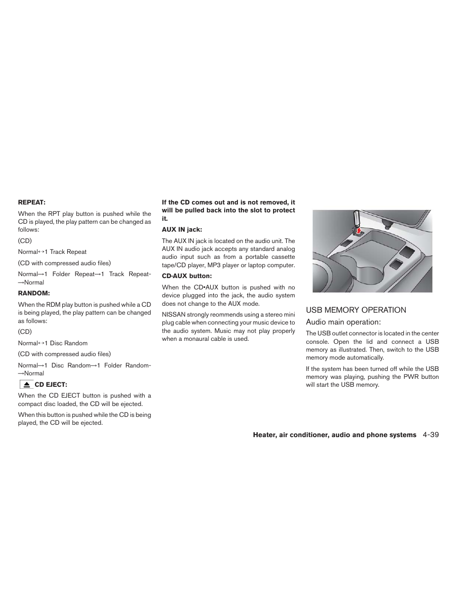 Usb memory operation -39 | NISSAN 2013 LEAF - Owner's Manual User Manual | Page 264 / 402