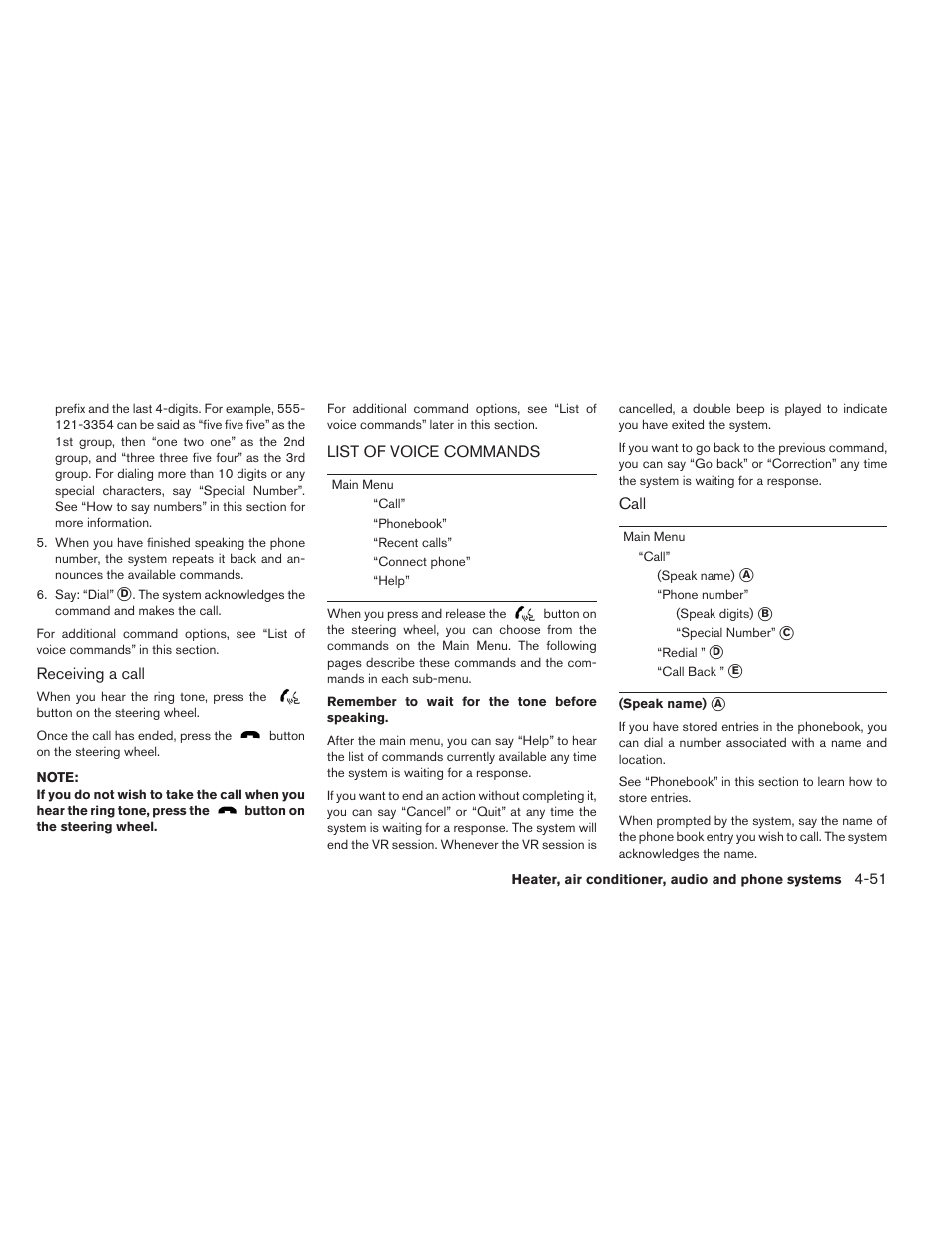 List of voice commands -51 | NISSAN 2013 LEAF - Owner's Manual User Manual | Page 276 / 402