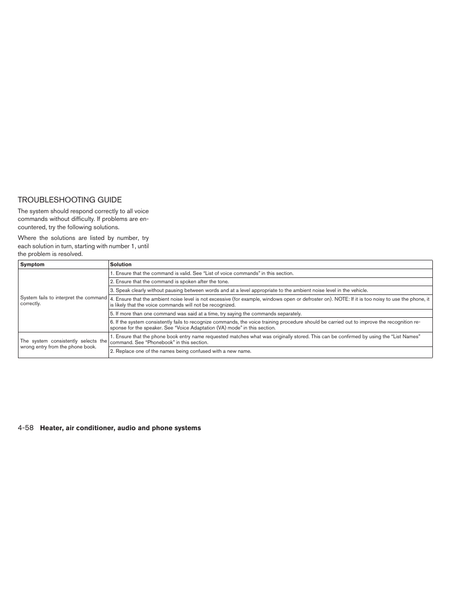 Troubleshooting guide -58, Troubleshooting guide | NISSAN 2013 LEAF - Owner's Manual User Manual | Page 283 / 402