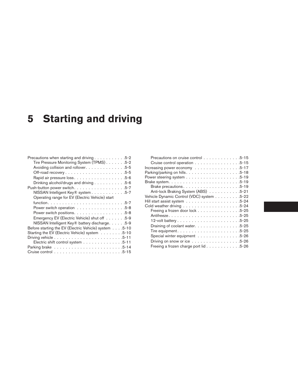 Starting and driving, 5starting and driving | NISSAN 2013 LEAF - Owner's Manual User Manual | Page 284 / 402
