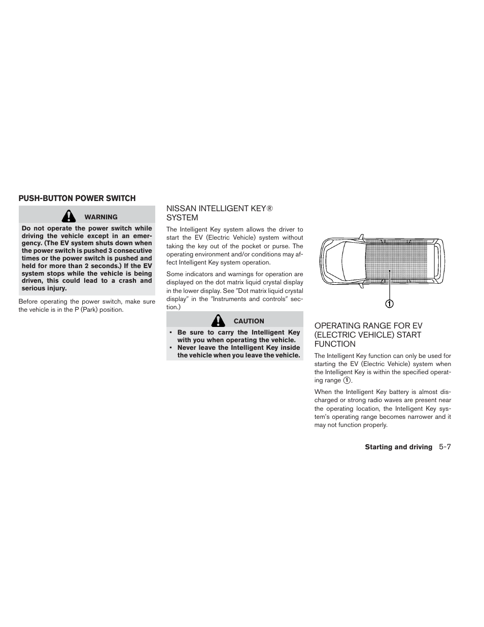 Push-button power switch -7 | NISSAN 2013 LEAF - Owner's Manual User Manual | Page 290 / 402