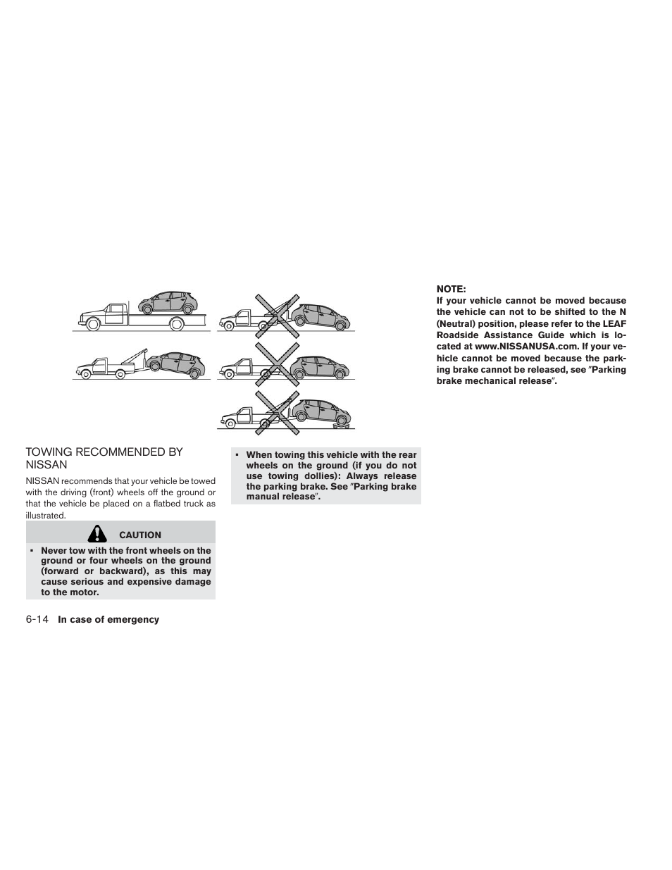 Towing recommended by nissan -14 | NISSAN 2013 LEAF - Owner's Manual User Manual | Page 323 / 402