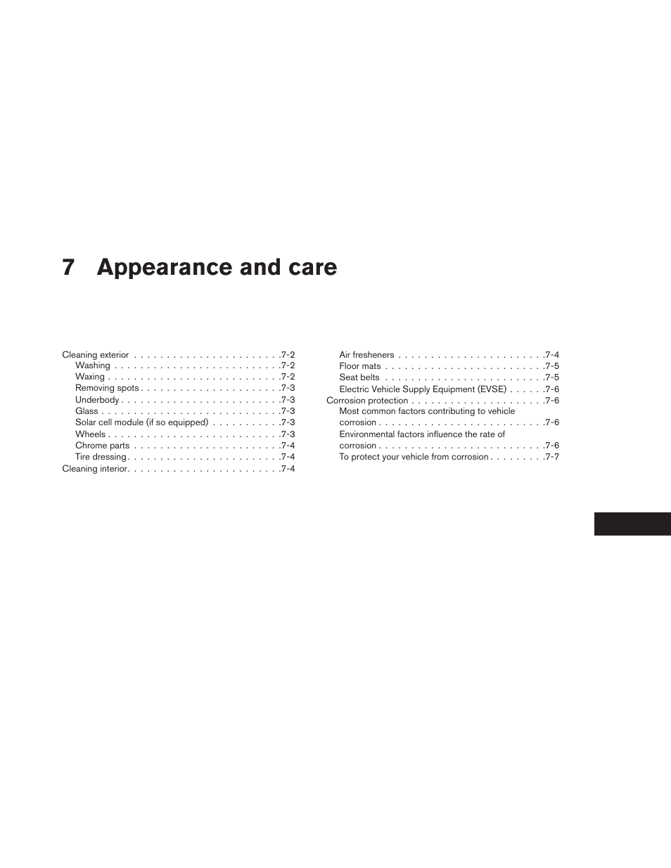 Appearance and care, 7appearance and care | NISSAN 2013 LEAF - Owner's Manual User Manual | Page 326 / 402