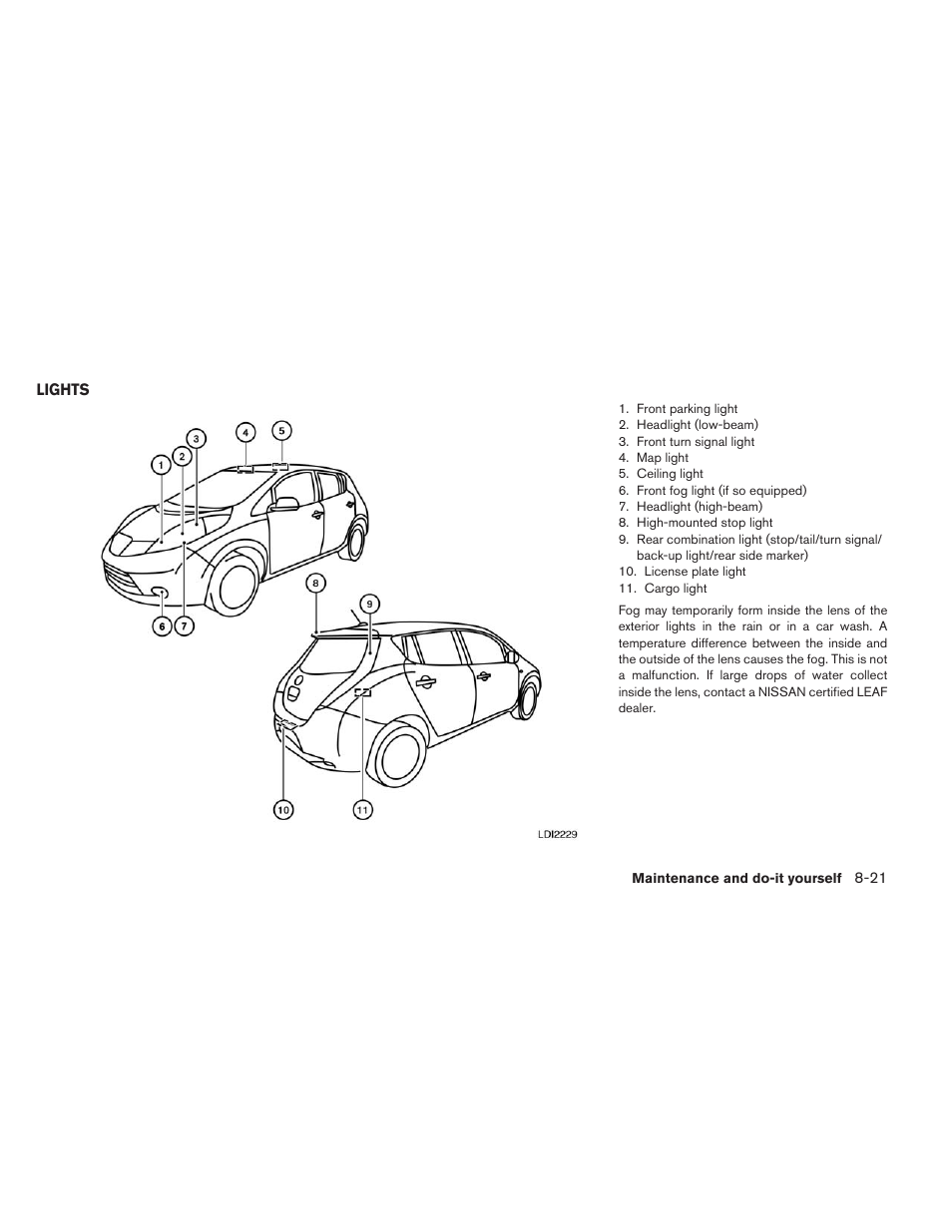 Lights -21 | NISSAN 2013 LEAF - Owner's Manual User Manual | Page 354 / 402