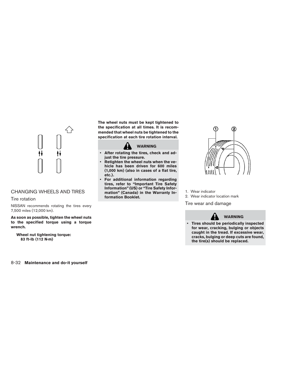 Changing wheels and tires -32 | NISSAN 2013 LEAF - Owner's Manual User Manual | Page 365 / 402