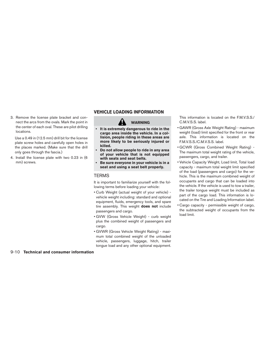 Vehicle loading information -10, Terms -10 | NISSAN 2013 LEAF - Owner's Manual User Manual | Page 377 / 402