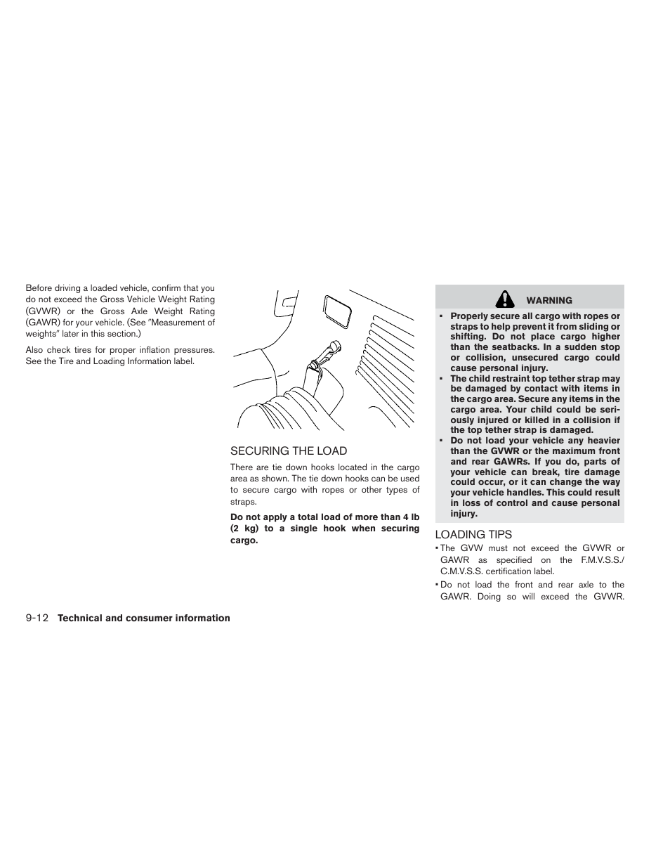 Securing the load -12 loading tips -12 | NISSAN 2013 LEAF - Owner's Manual User Manual | Page 379 / 402