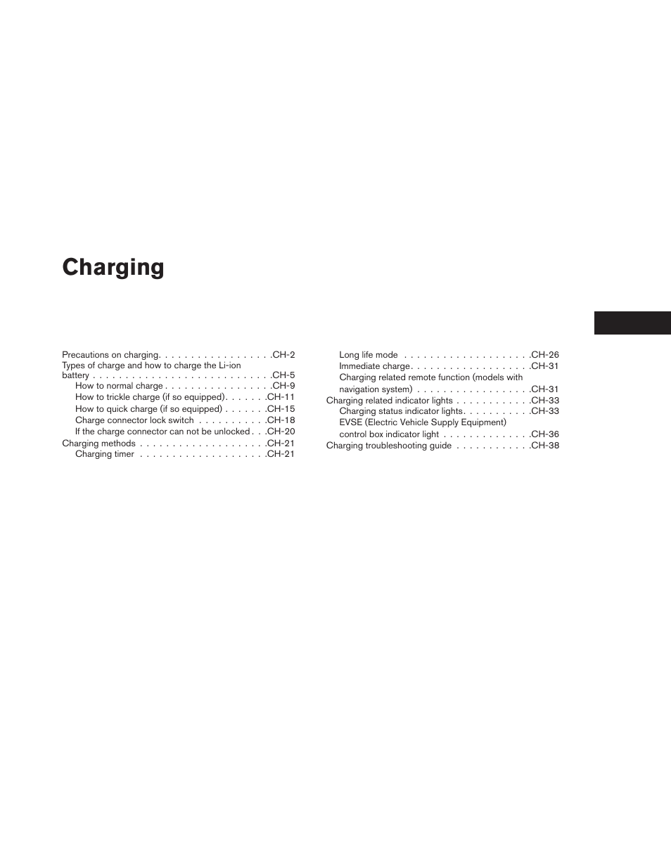 Charging | NISSAN 2013 LEAF - Owner's Manual User Manual | Page 50 / 402