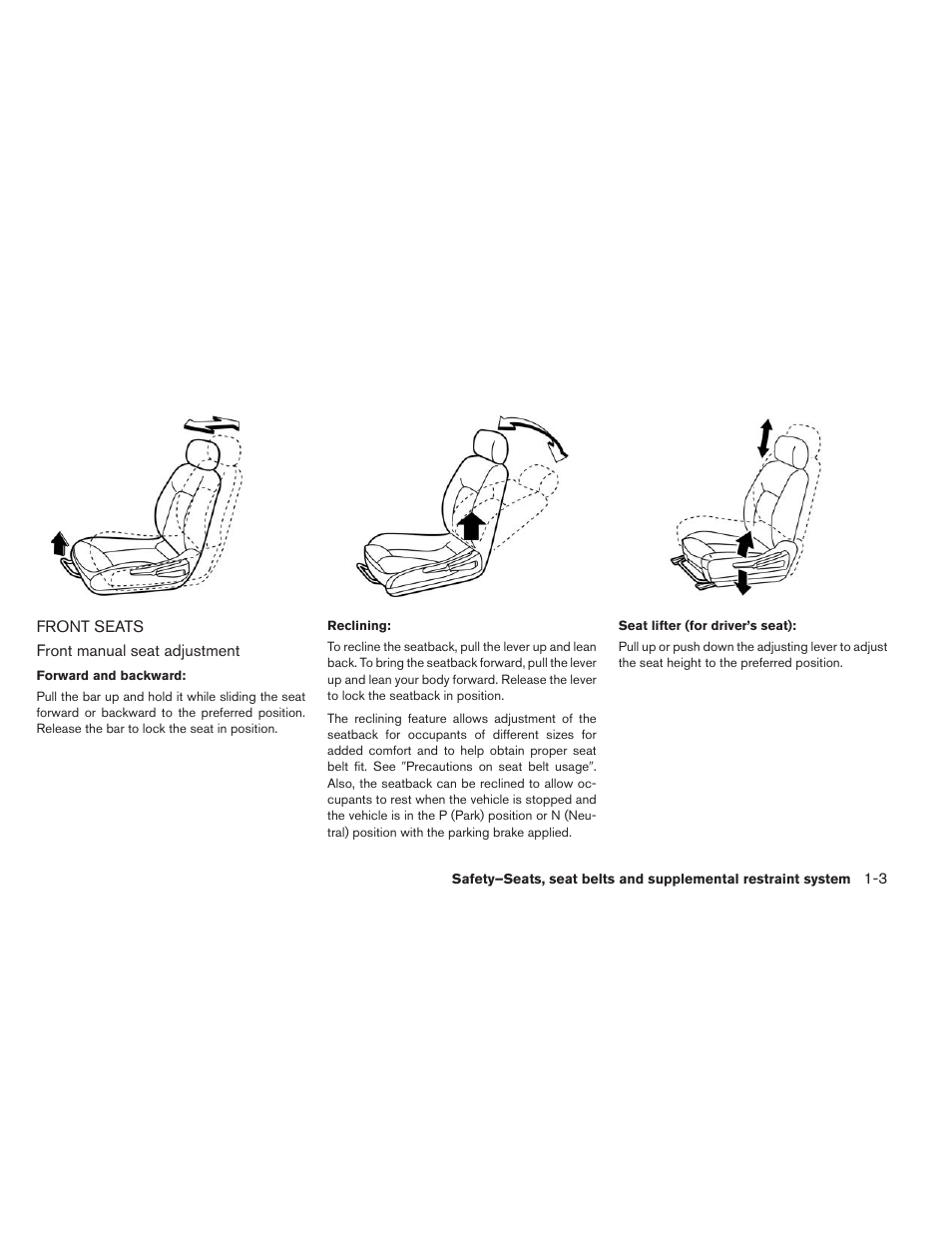 Front seats -3 | NISSAN 2013 LEAF - Owner's Manual User Manual | Page 92 / 402