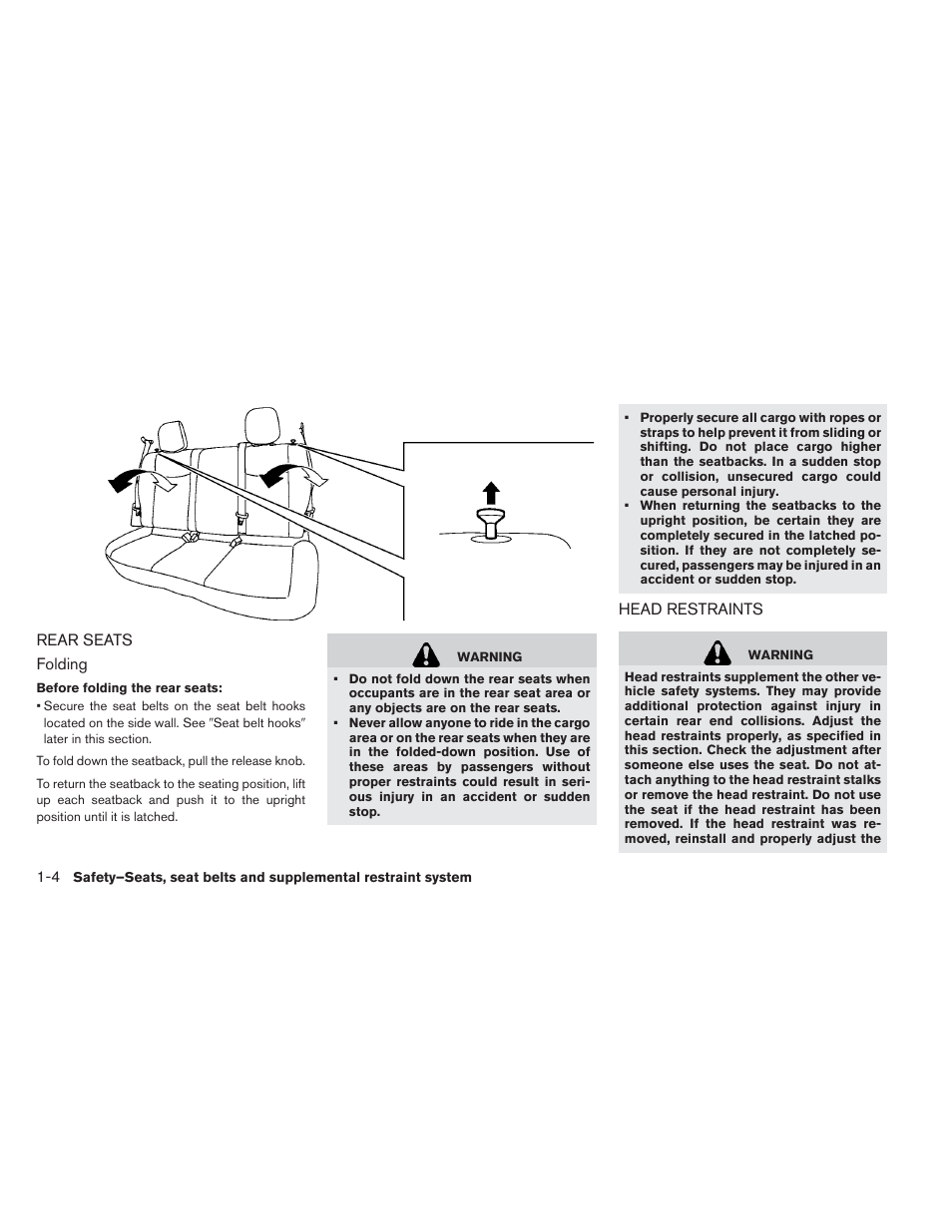Rear seats -4 head restraints -4 | NISSAN 2013 LEAF - Owner's Manual User Manual | Page 93 / 402